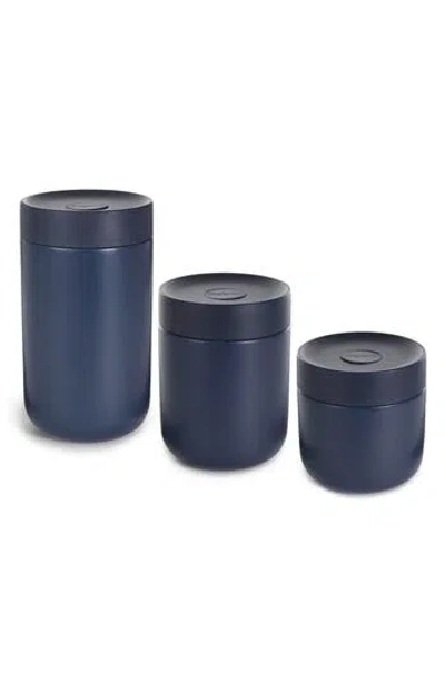 Berghoff Nommie 3-piece Stainless Steel Food Container Set In Blue