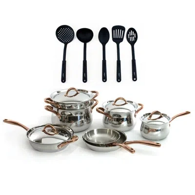 Berghoff Ouro Gold 16pc 18/10 Stainless Steel Cookware Set With Metal Lids In Silver