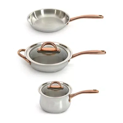 Berghoff Ouro Gold 18/10 Stainless Steel 5-pc. Cookware Set With Glass Lid In Silver