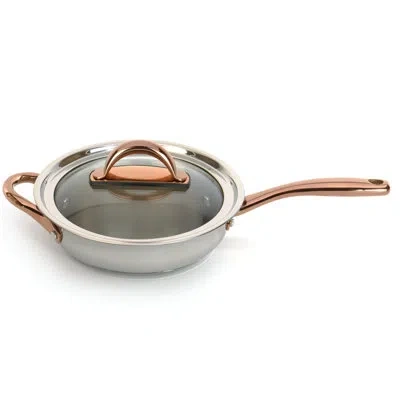 Berghoff Ouro Gold 18/10 Stainless Steel 9.5" Deep Skillet With Glass Lid 3.1qt. In Stainless Steel;rose Gold