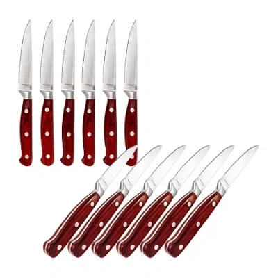 Berghoff Pakka Wood Stainless Steel 12-pc. Steak Knife Set In Brown