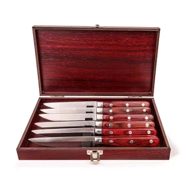 Berghoff Pakka Wood Stainless Steel 7-pc. Steak Knife Set With Wood Case In Brown