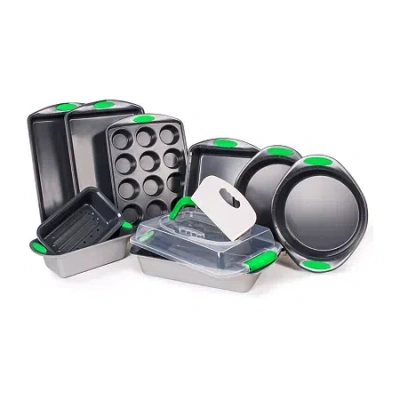Berghoff Perfect Slice Silver & Green 11-pc. Non-stick Bakeware Set In Black