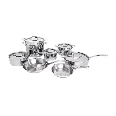 Berghoff Pro Straight Stainless Steel Tri-ply 13-pc. Cookware Set In Silver