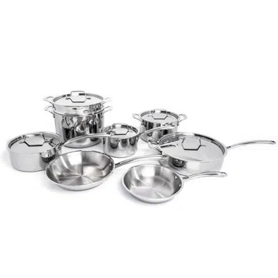 Berghoff Professional 13pc Tri-ply 18/10 Stainless Steel Cookware Set With Ss Lids In Silver