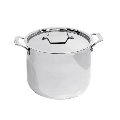 Berghoff Professional Ss 18/10 Tri-ply 8 Qt Stock Pot With Ss Lid, 9.5" In Silver