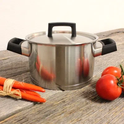 Berghoff Ron 3.9 Qt. Steel Round Casserole With Lid In Silver;black
