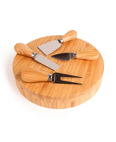 Berghoff Stainless Steel 6-piece Cheese Knives And Bamboo Round Board Set In Beige