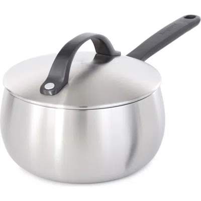 Berghoff Stellar Belly Tri-ply Stainless Steel Saucepan & Lid In Smokey Black