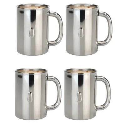 Berghoff Straight 4pc 18/10 Stainless Steel Coffee Mug Set In Silver