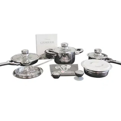 Berghoff Tfk 18-pc. 15-pc. Stainless Steel Cookware Set In Silver