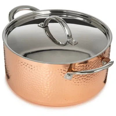 Berghoff Vintage Tri-ply Hammered Stainless Steel 9.5" Covered 5.75qt. Dutch Oven In Copper