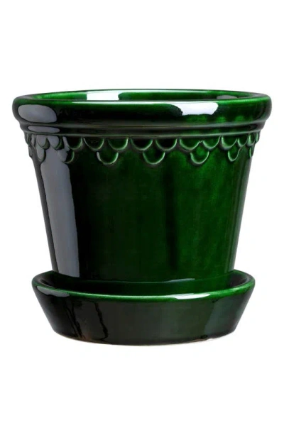 Bergs Potter Københavner 2-piece Glazed Planter In Emerald Green