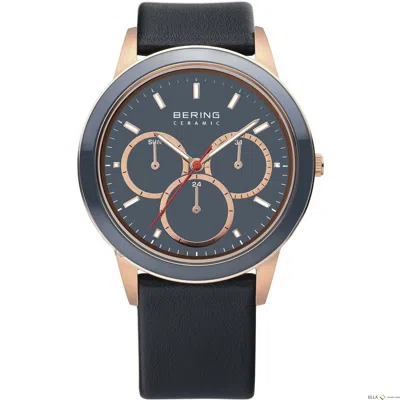 Pre-owned Bering Men Unisex Watch Wristwatch Slim Ceramic -33840-467 Leather