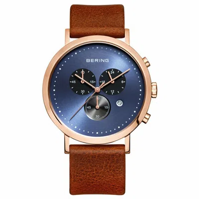 Pre-owned Bering Men's Wristwatch Classic Chronograph - 10540-467 Leather