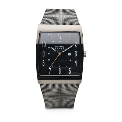 Bering Solar Mens Gray Stainless Steel Bracelet Watch 16433-377 In Silver