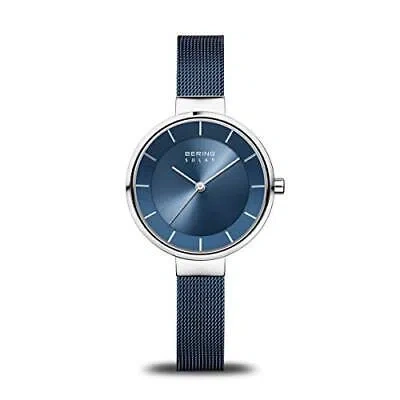 Pre-owned Bering Womens Analogue Solar Powered Watch With Stainless Steel Strap 14631-307 In Blue/silver/blue