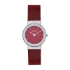 Bering Womens Crystal Accent Red Stainless Steel Bracelet Watch 10126-303 In Burgundy