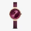 Bering Womens Purple Stainless Steel Bracelet Watch 14631-969 In Burgundy