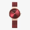 Bering Womens Red Stainless Steel Bracelet Watch 14531-363 In Red