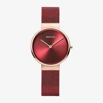 Bering Womens Red Stainless Steel Bracelet Watch 14531-363