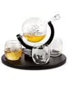 Berkware Globe Etched Whiskey Decanter With Interior Hand