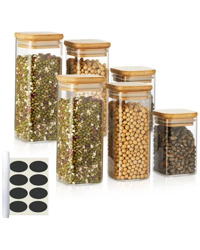 Berkware Mini Glass Jar Set & Air Tight Sealable Containers In Brown