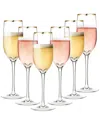 Berkware Set Of 2 Luxe Crystal Champagne Flutes With Rim
