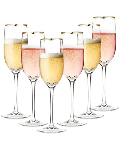 BERKWARE BERKWARE SET OF 2 LUXE CRYSTAL CHAMPAGNE FLUTES WITH RIM