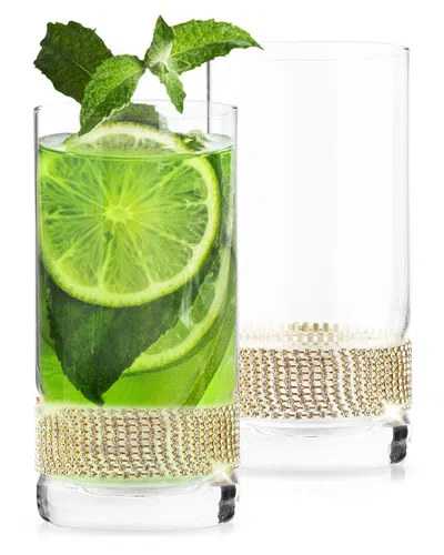 BERKWARE BERKWARE SET OF 2 RHINESTONE STUDDED COLLINS GLASSES