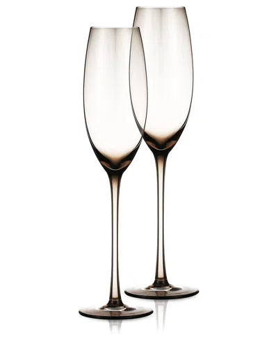 BERKWARE BERKWARE SET OF 2 SMOKE-COLORED CHAMPAGNE GLASSES