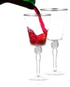 Berkware Set Of 2 Long Stem Rhinestone Wine Glasses With Rim