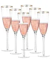 Berkware Set Of 6 Twisted Stem Champagne Glasses With Rim