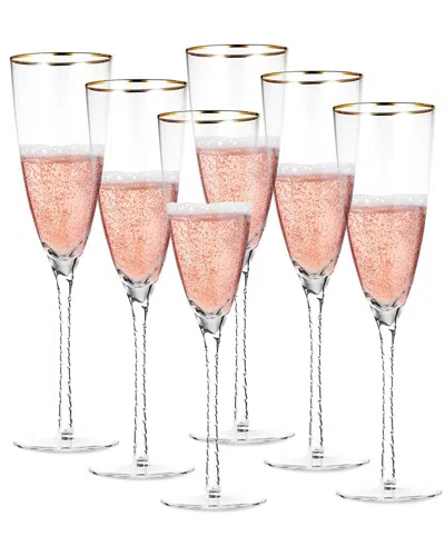 BERKWARE BERKWARE SET OF 6 TWISTED STEM CHAMPAGNE GLASSES WITH RIM