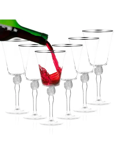 BERKWARE BERKWARE SET OF 6 WINE GLASSES WITH RHINESTONE DESIGN & RIM
