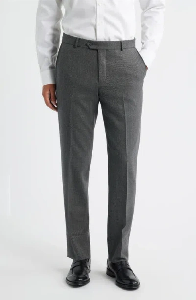 Berle Covert Stretch Worsted Wool Twill Dress Pants In Gray
