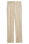 Berle Flannel Lined Flat Front Relaxed Fit Performance Khaki Pants In Khaki