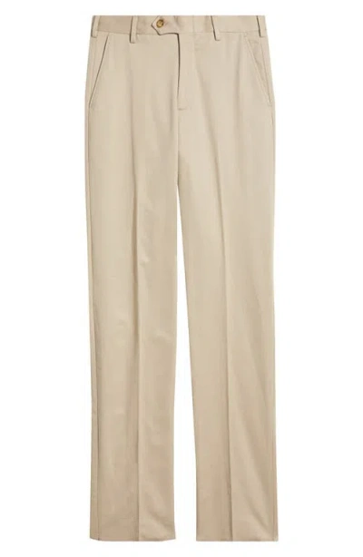 Berle Flannel Lined Flat Front Relaxed Fit Performance Khaki Pants