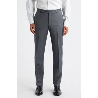 Berle Flat Front Grey Super 120s Wool Dress Pants In Gray