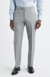 Berle Flat Front Light Grey Super 120s Wool Dress Pants In Multi