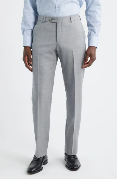 Berle Flat Front Light Grey Super 120s Wool Dress Pants In Multi