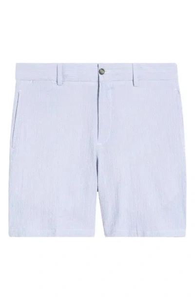 Berle Flat Front Mini Cotton Seersucker Shorts In Blue