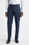 Berle Flat Front Navy Super 120s Wool Dress Pants In Blue
