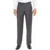Berle Flat Front Solid Super 130s Wool Gabardine Trousers In Gray