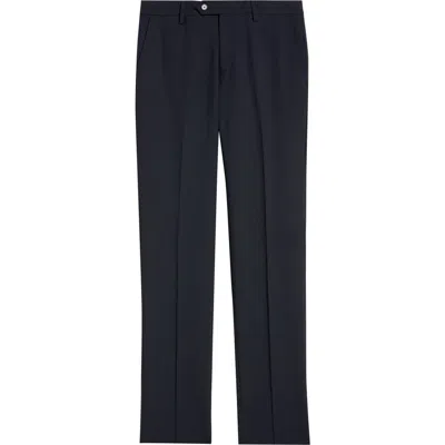 Berle Flat Front Tropical Weight Wool Dress Pants In Blue