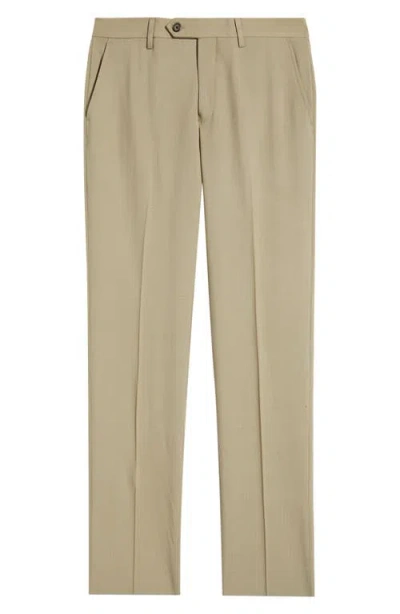 Berle Flat Front Tropical Weight Wool Dress Pants In Brown