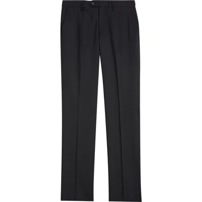 Berle Flat Front Tropical Weight Wool Dress Pants In Black