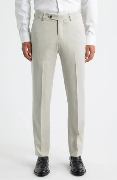Berle Flat Front Worsted Wool Gabardine Pants In Neutral