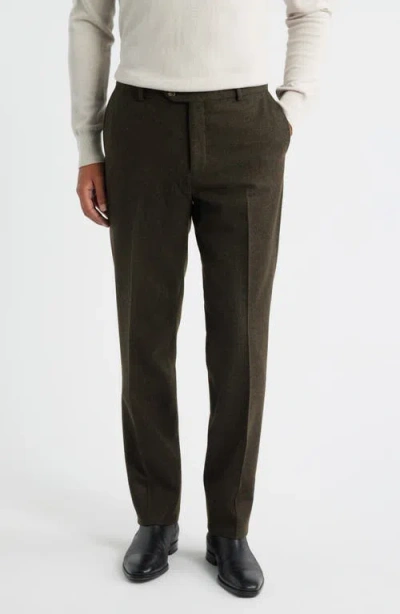 Berle Lambswool & Cashmere Donegal Tweed Dress Pants In Green