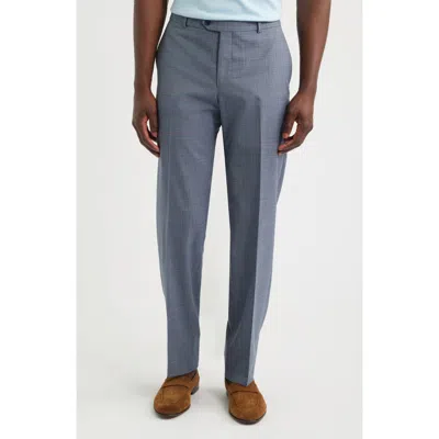 Berle Luxury Performance Flat Front Multiscreen Check Dress Pants In Blue